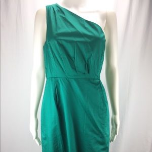 J. Crew Sz 10 Green One Shoulder Sheath Dress